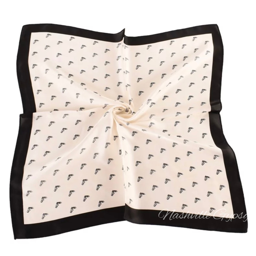 SOLD OUT NWT Horse Print Bandana Neckerchief Cream & Black